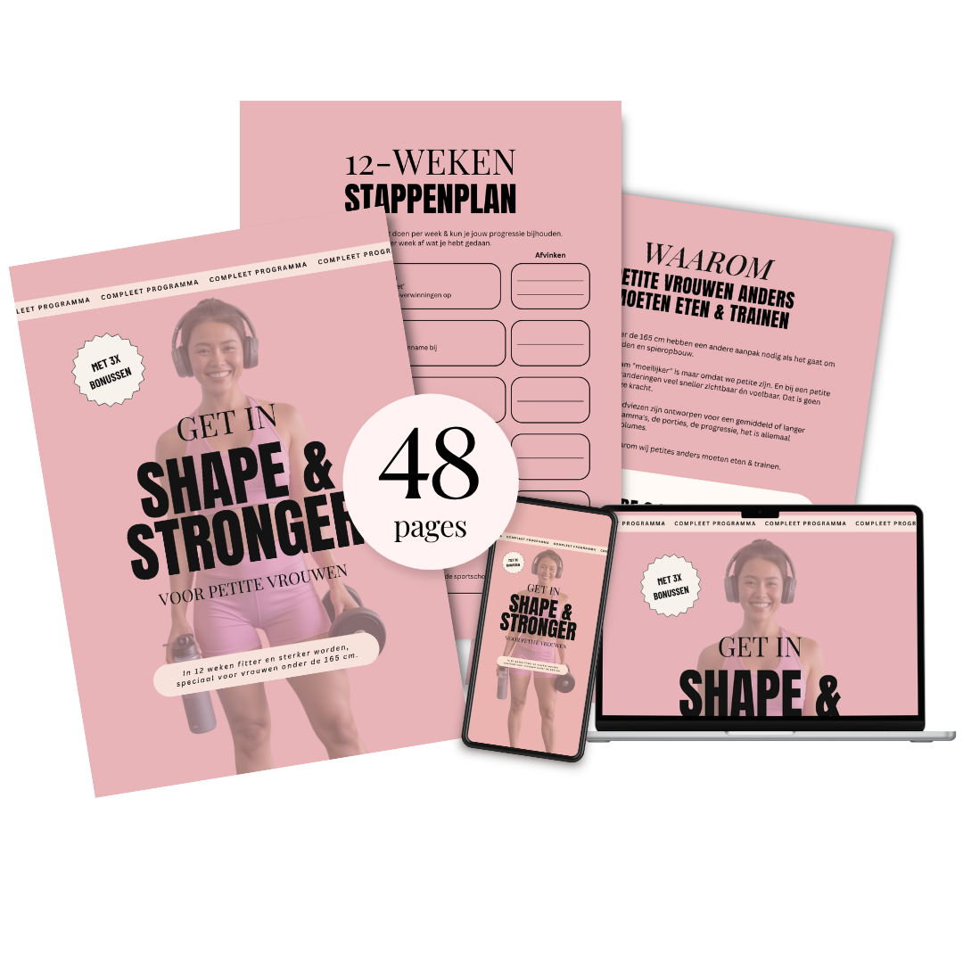 Get in Shape & Stronger programma mockup voor petite vrouwen