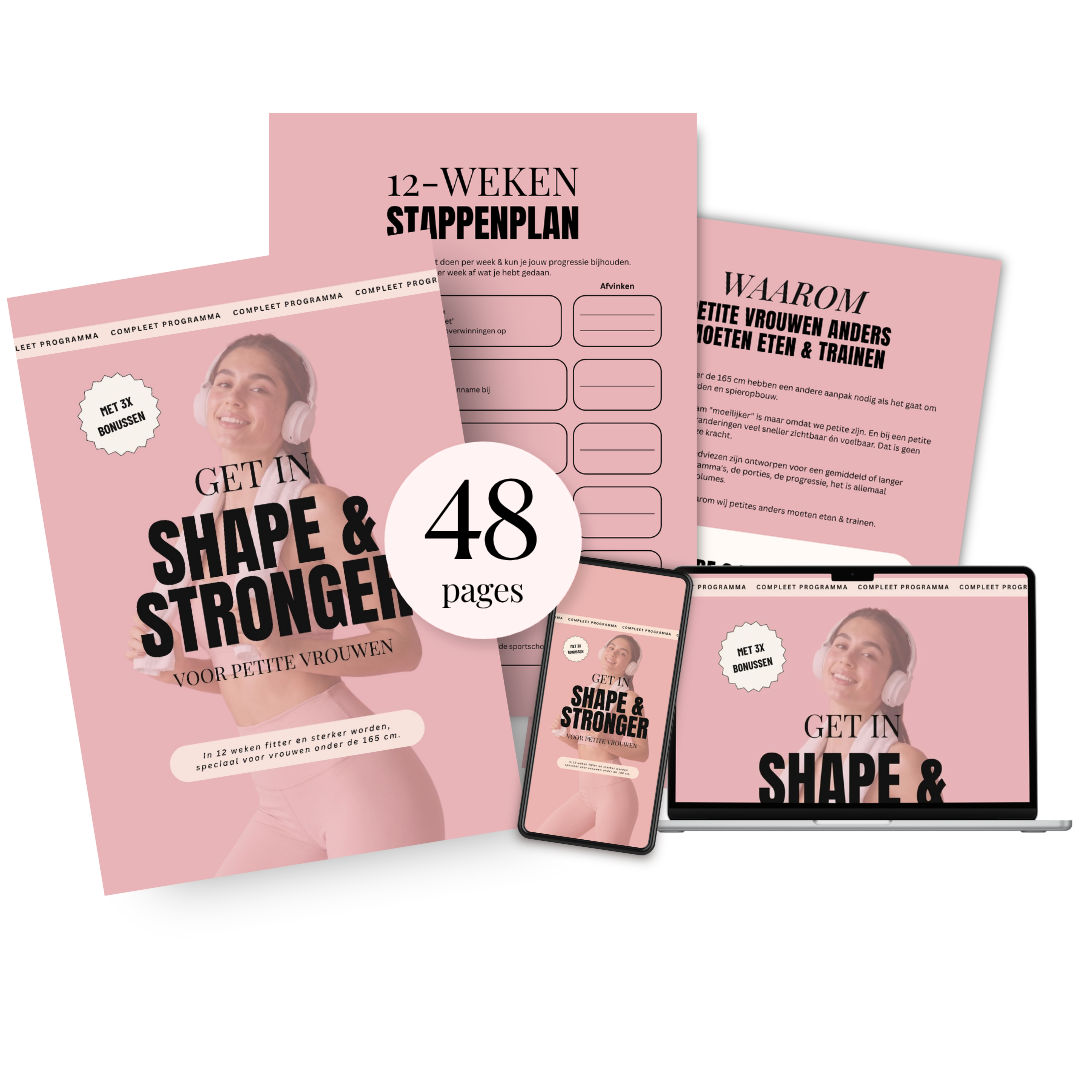 Get in Shape & Stronger programma mockup voor petite vrouwen